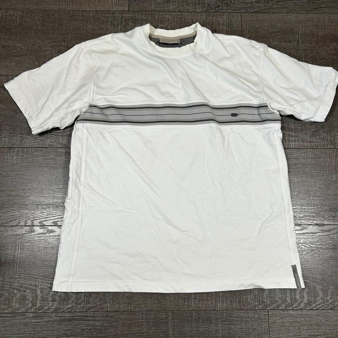 Vintage Striped T-Shirt Mens Large White 90s