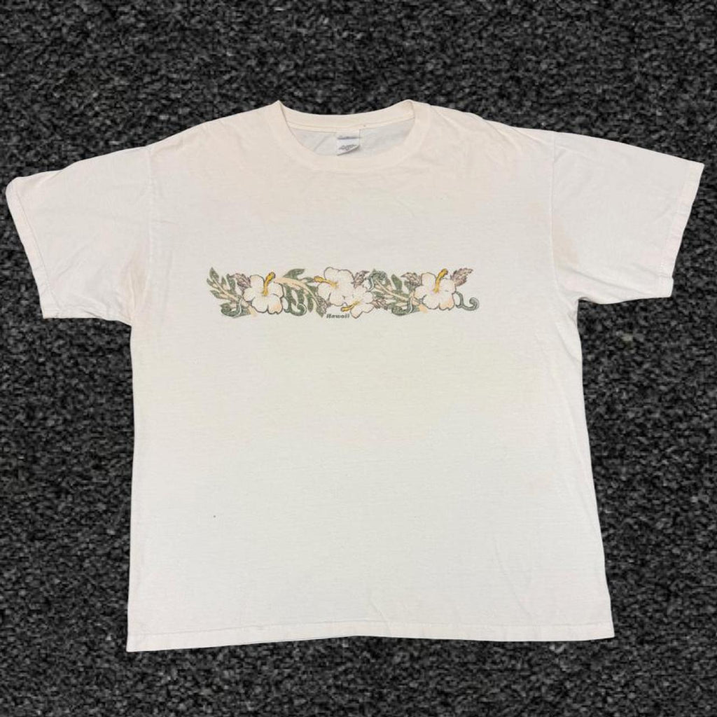 Anvil Flower print Y2K hawaii surf tee