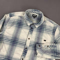 Billabong Shirt Men L Blue Cream Plaid Flannel Long