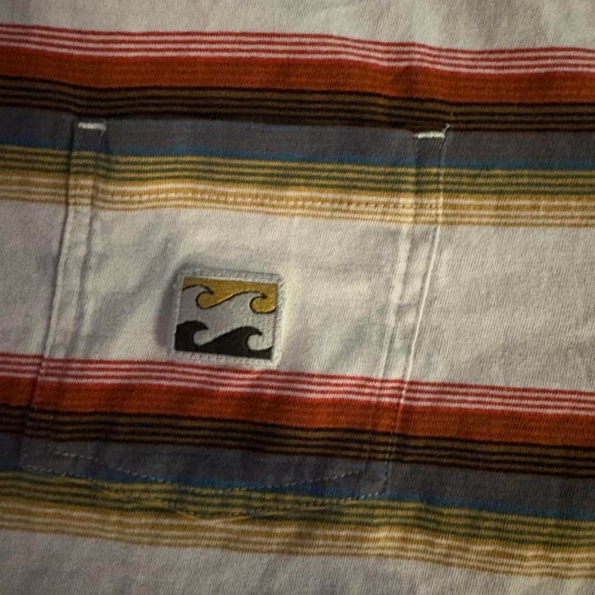 Billabong horizontal striped pocket tee with orange, view 2