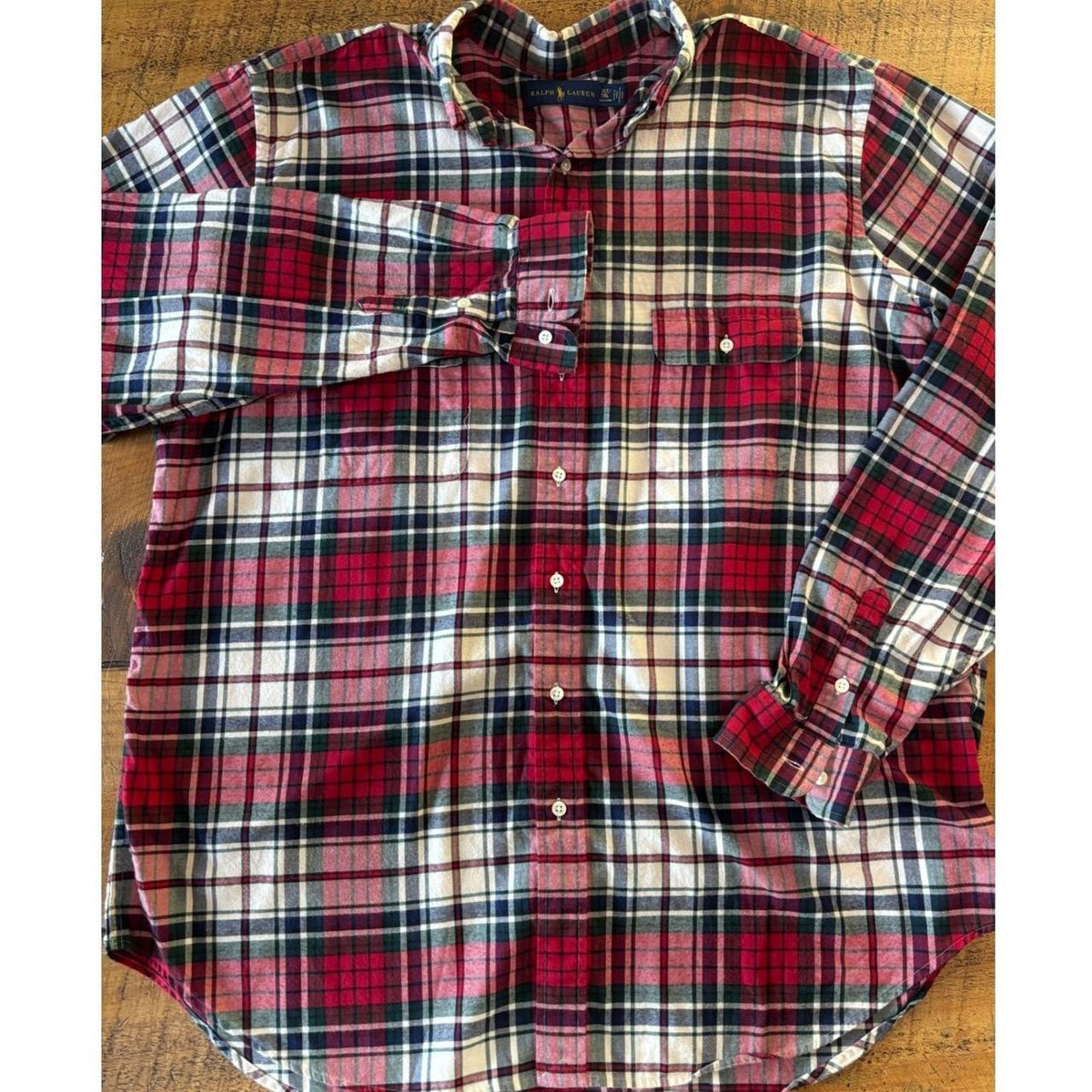 Polo Ralph Lauren Ralph Lauren Mens Red Green Blue Plaid Flannel Long, view 2