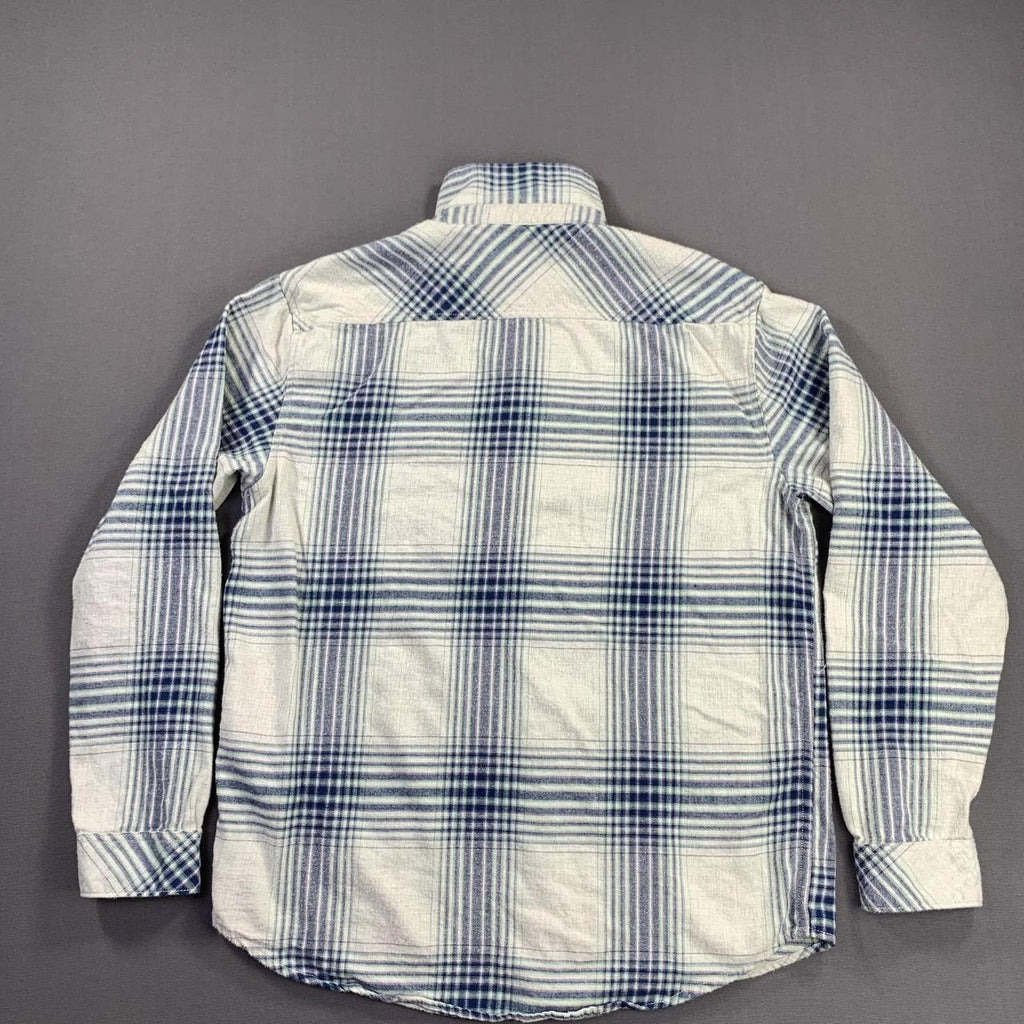 Billabong Shirt Men L Blue Cream Plaid Flannel Long, view 3