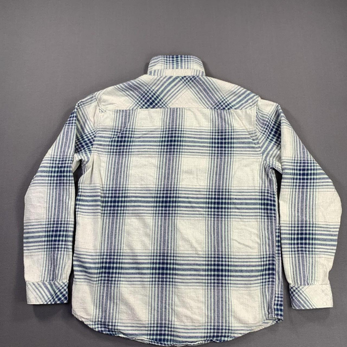 Billabong Shirt Men L Blue Cream Plaid Flannel Long, view 3