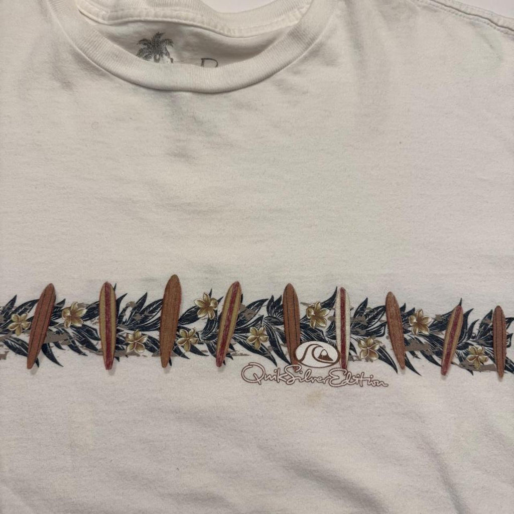 Quiksilver surf tee with graphic of a row of, view 2