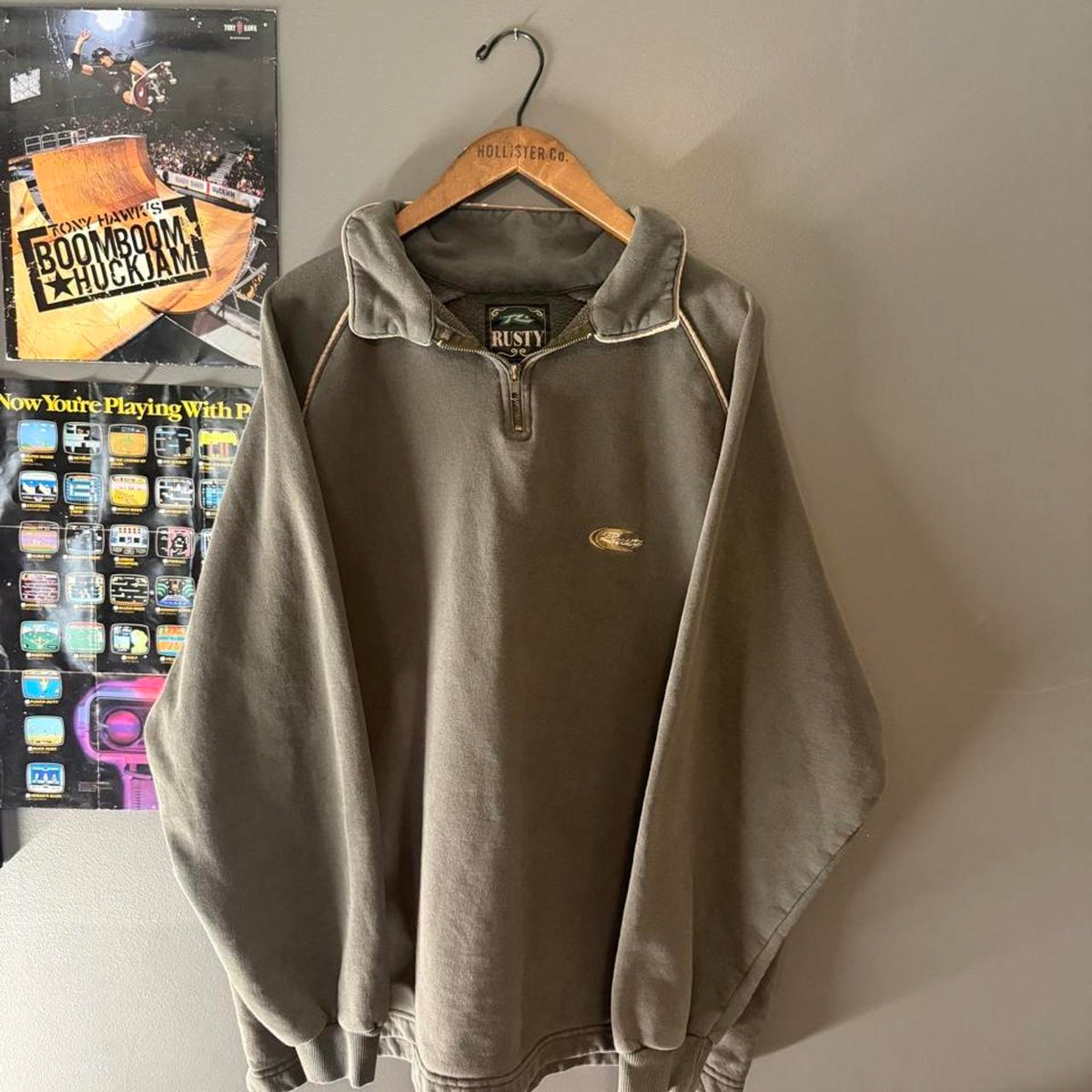 Rusty grey quarter zip sweatshirt
