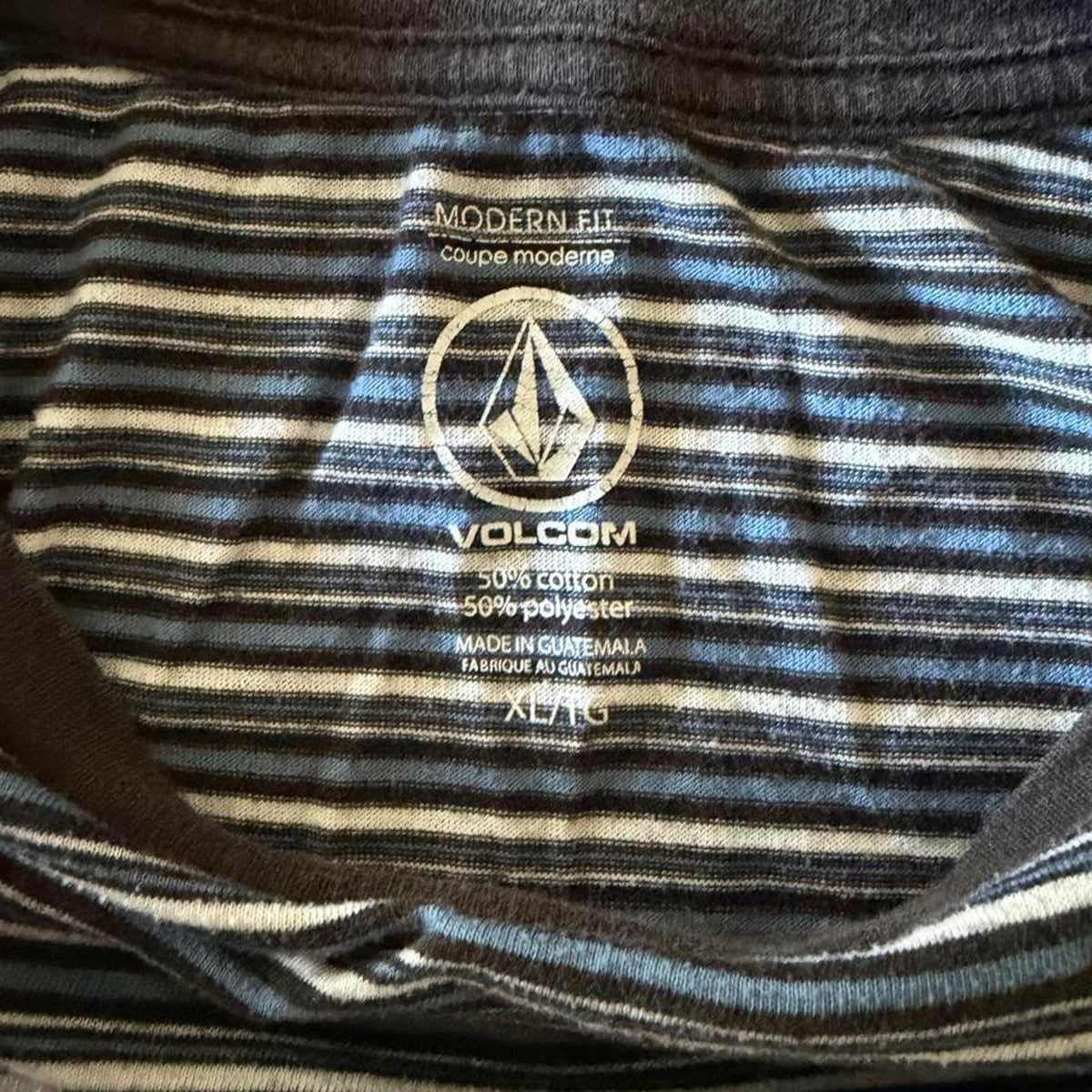 Volcom black, white and royal blue striped cotton &amp;, view 4