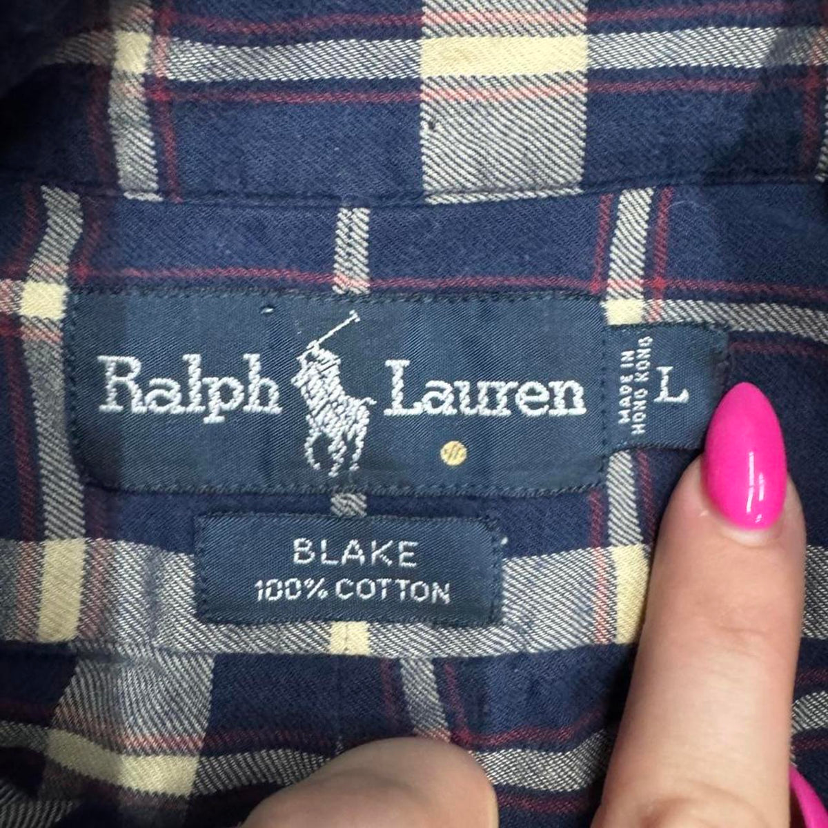Polo Ralph Lauren Plaid Button Down Shirt Navy Blue, view 3