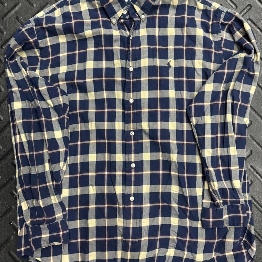 Polo Ralph Lauren Plaid Button Down Shirt Navy Blue