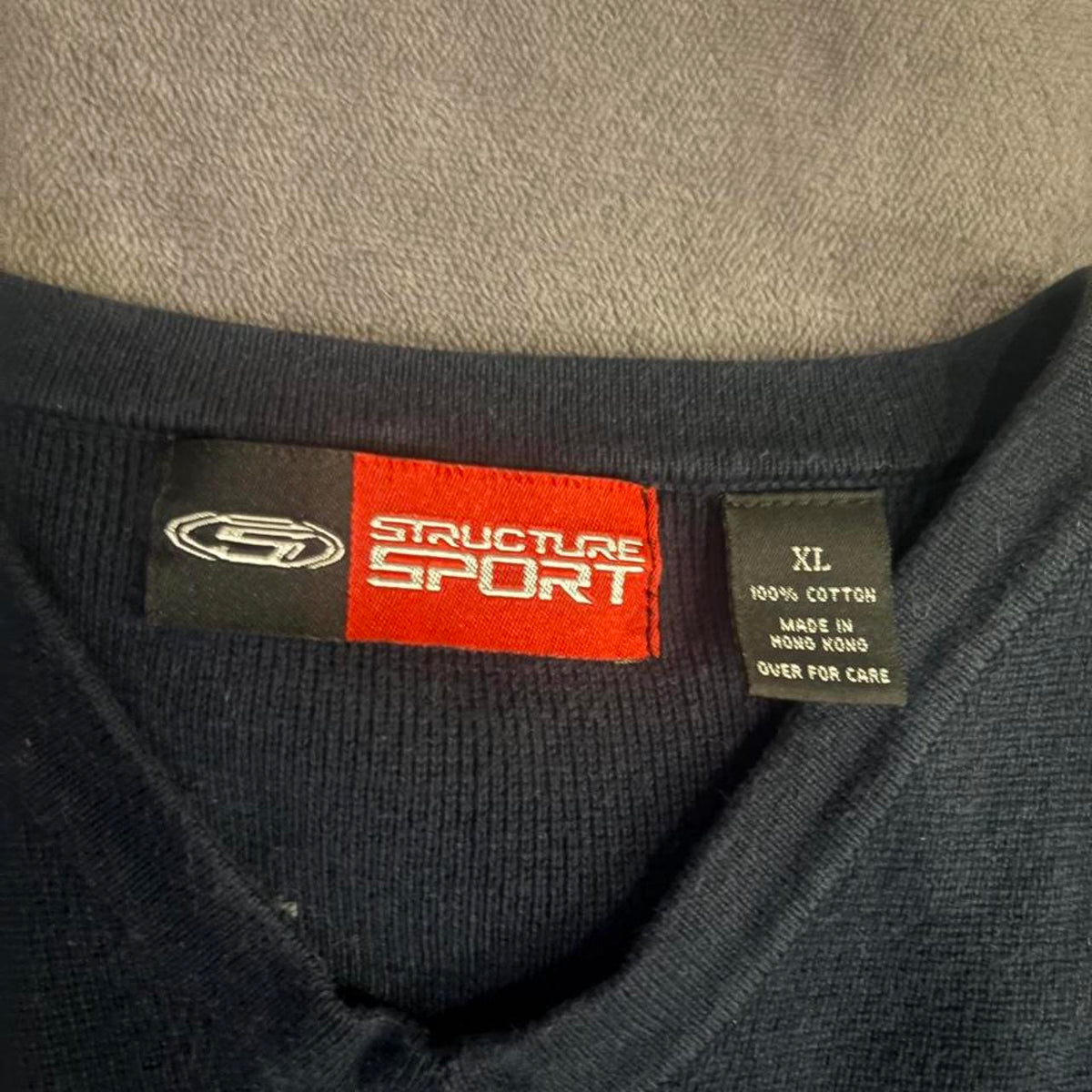 Quiksilver Quicksilver navy blue cotton sweater with white, view 3