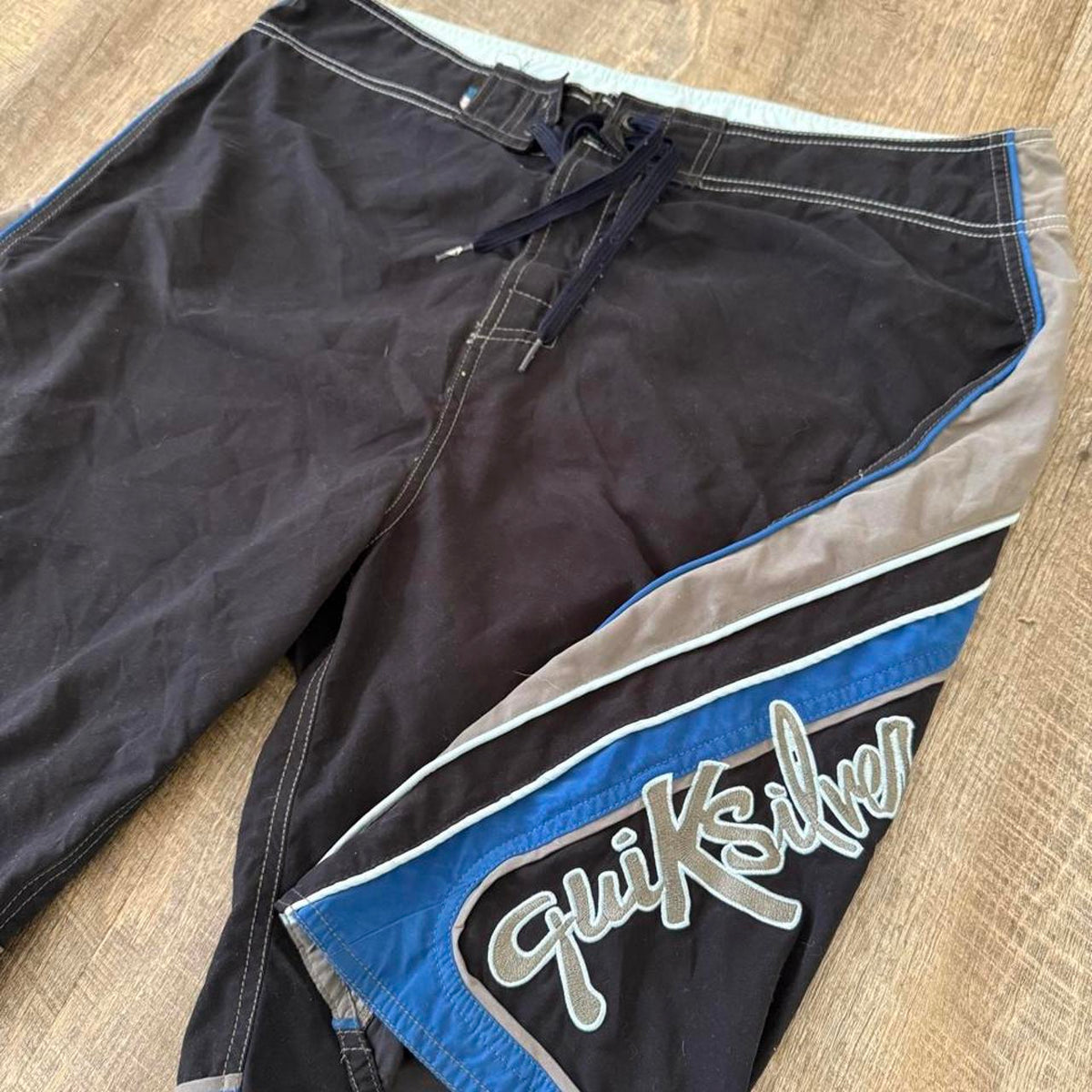 Sick 2000s black blue &amp; gray baggy Quiksilver summer, view 4