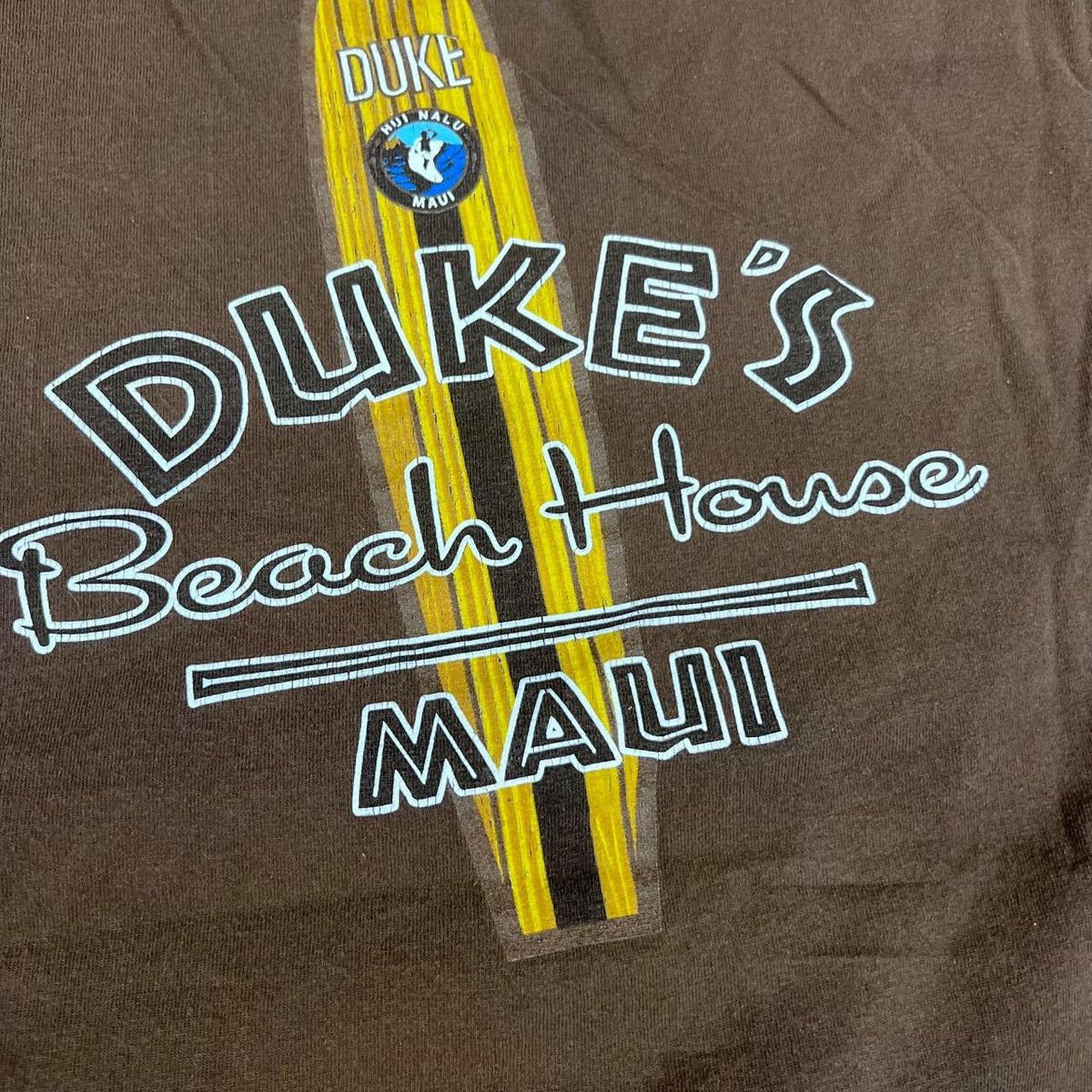 Y2K 2000s faded dark brown Duke's Beach House Maui, view 3