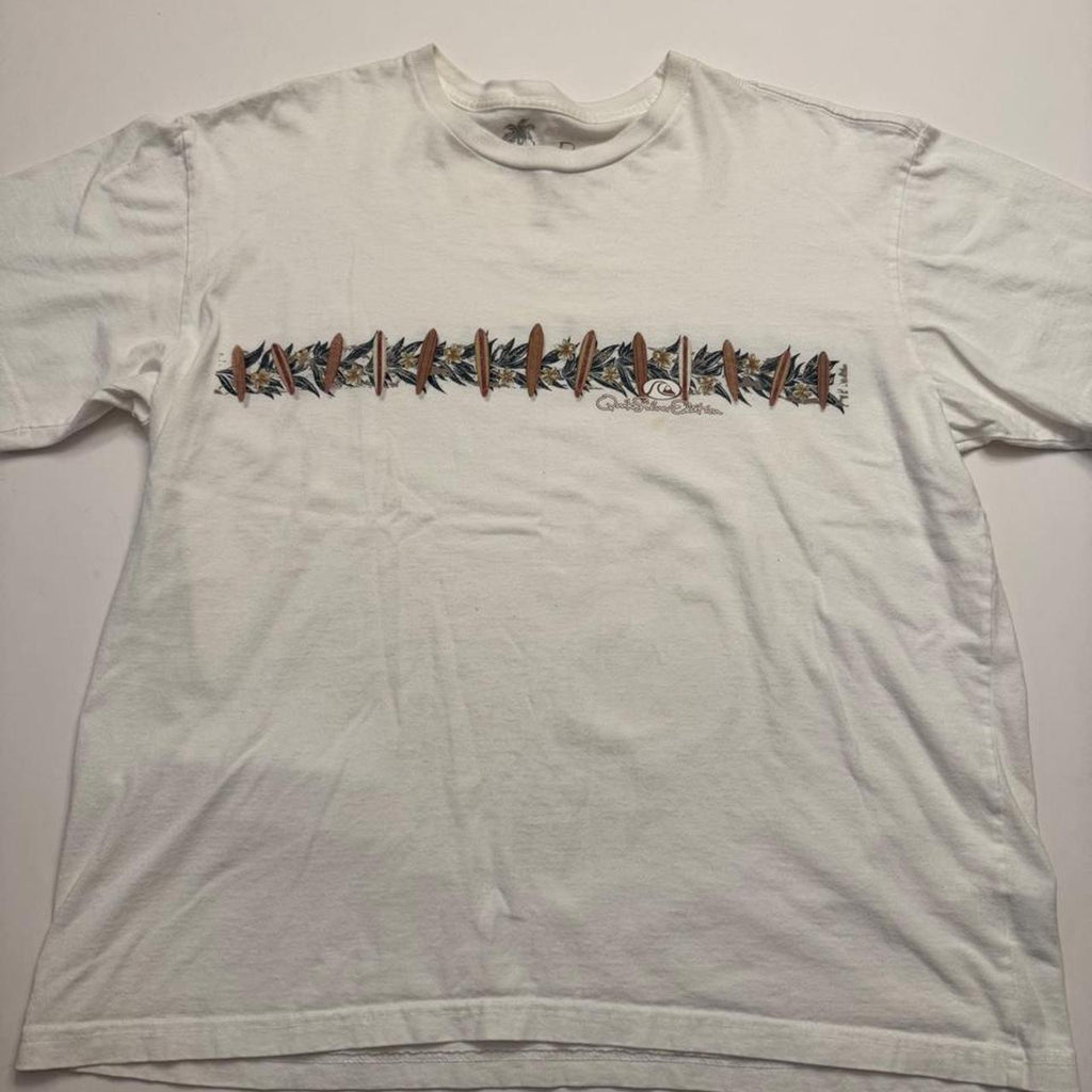 Quiksilver surf tee with graphic of a row of