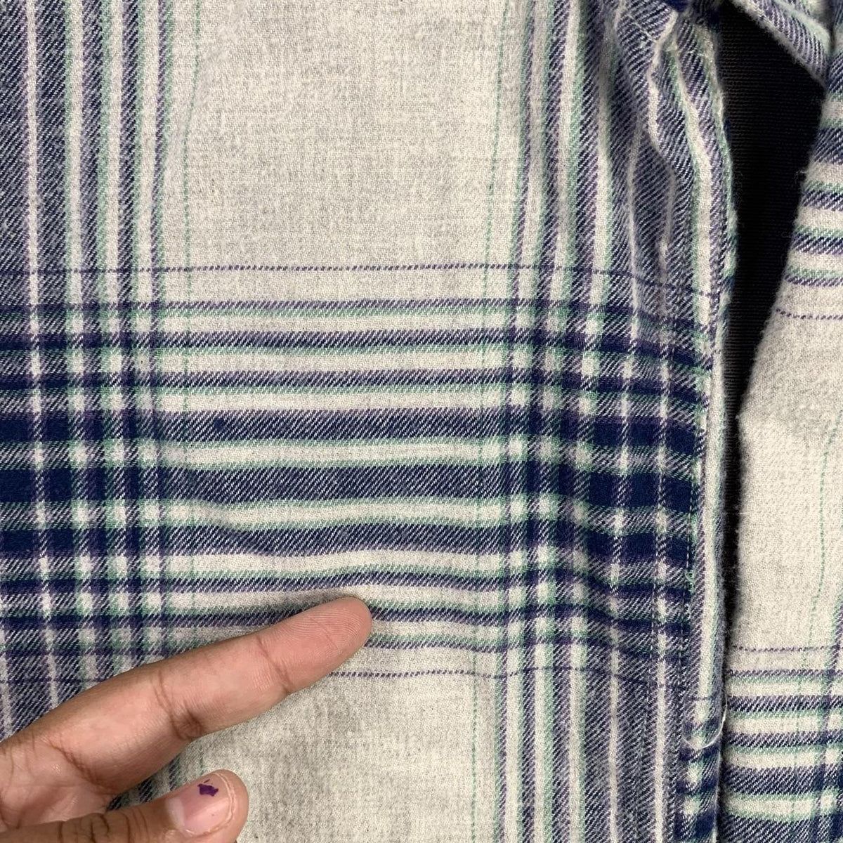 Billabong Shirt Men L Blue Cream Plaid Flannel Long, view 4