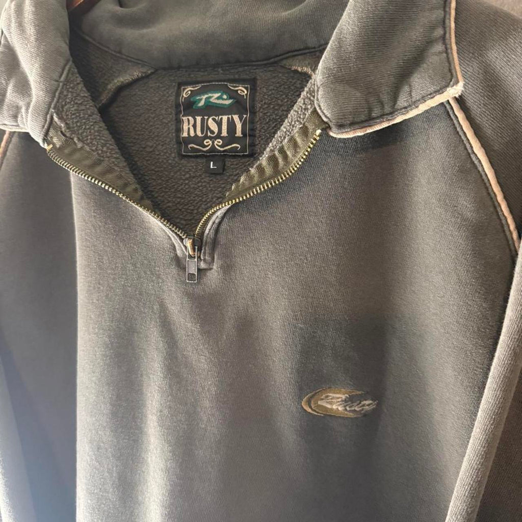 Rusty grey quarter zip sweatshirt, view 3