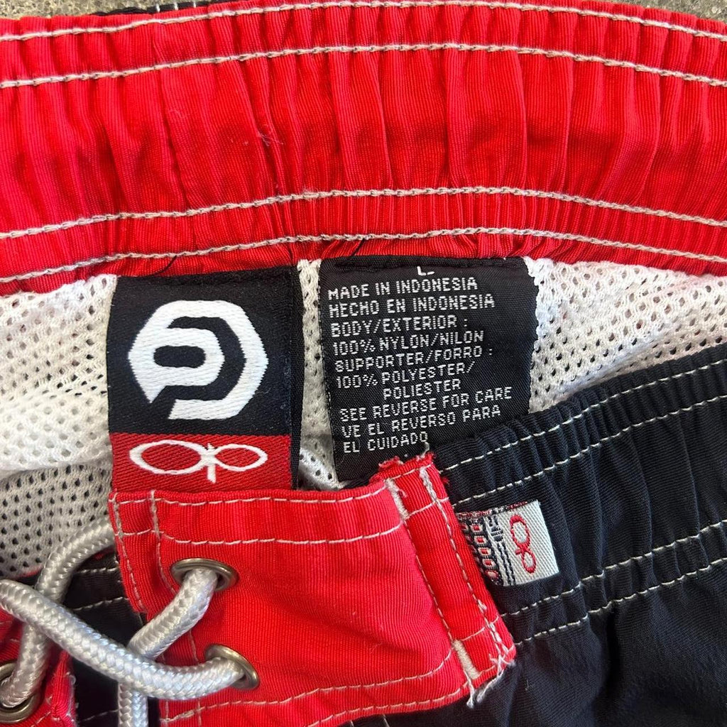 Y2K OP Ocean Pacific Board Shorts Mens 34 Black Red, view 4