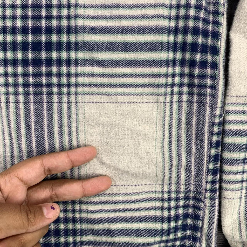Billabong Shirt Men L Blue Cream Plaid Flannel Long, view 5