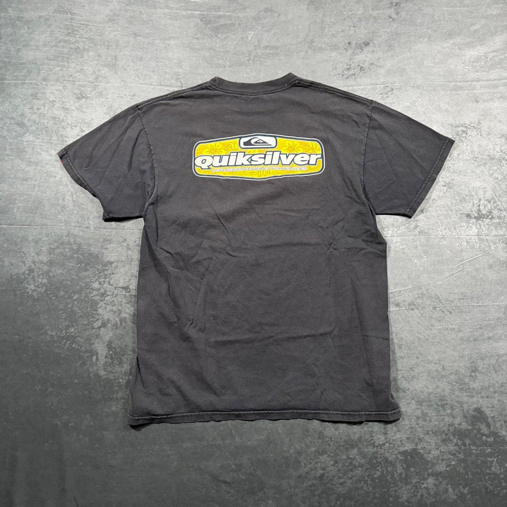 Vintage quick silver faded black surf tee, view 5